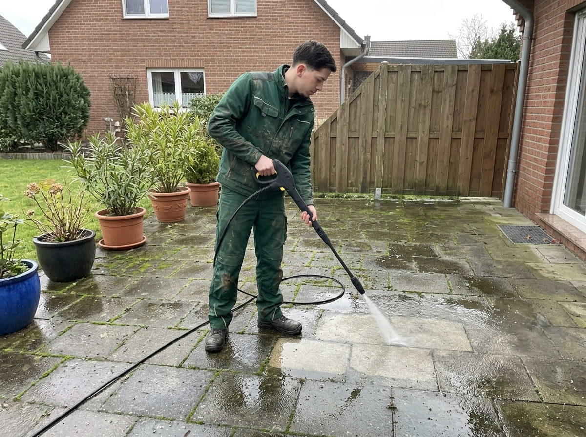 Terrassenreinigung mit Hochdruckreiniger durch ZWILLINGSWERK in Herten